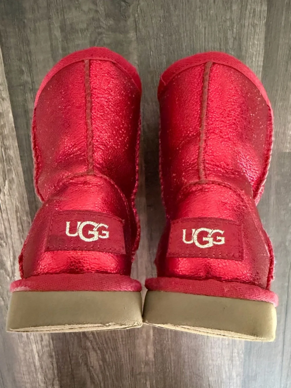 Uggs Kids Girls Red Sparkle Boots size Toddler 9 - Picture 5 of 6